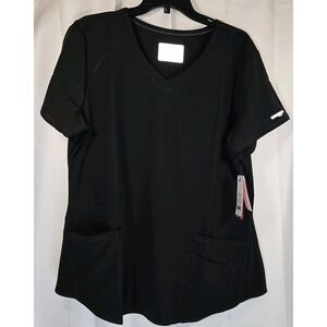 Sketchers Barco Scrubs Top Shirt Womens Size XL Black Medical Nurse V-Neck NWT